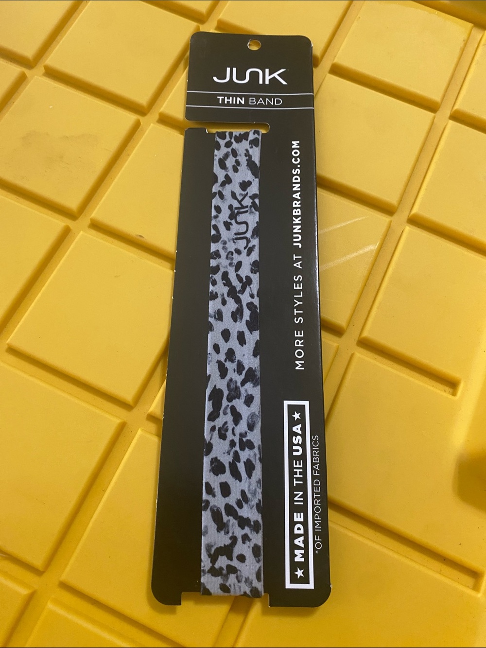 JUNK Grey & Black Leopard Thin Band Headband